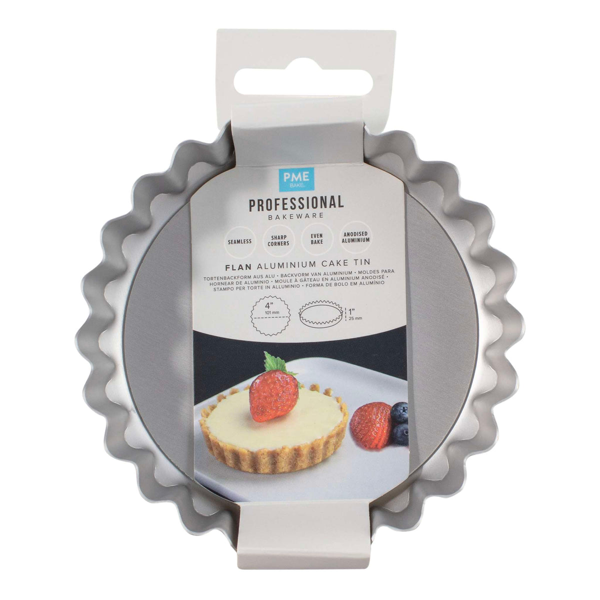 Loose Bottom Flan Aluminium Cake Tin (4 x 1" / 100 x 25mm)