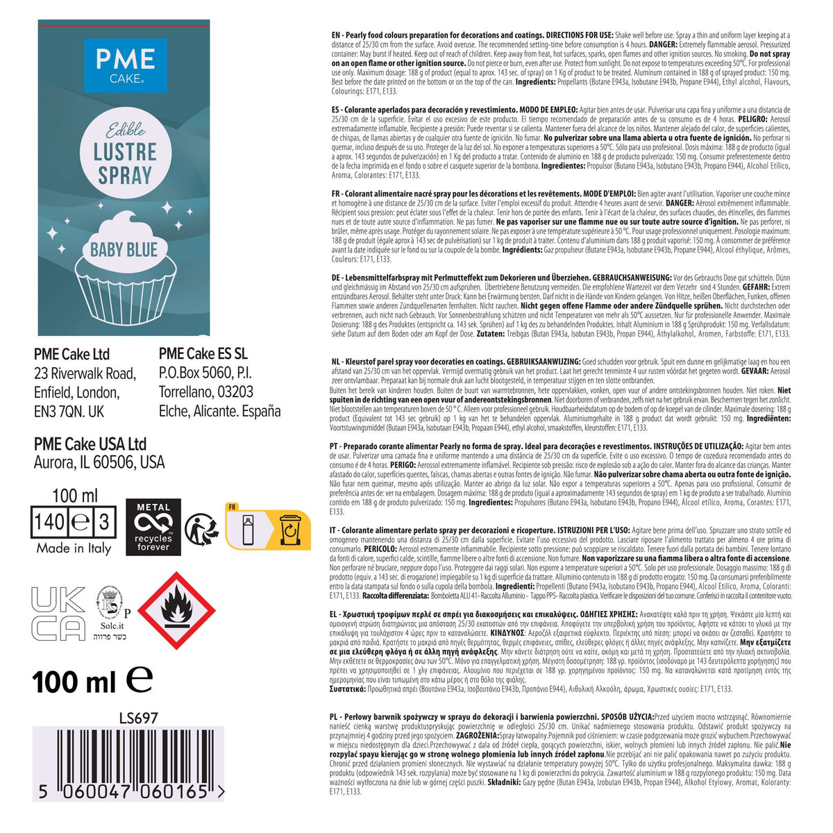 Baby Blue Edible Lustre Spray (100ml)