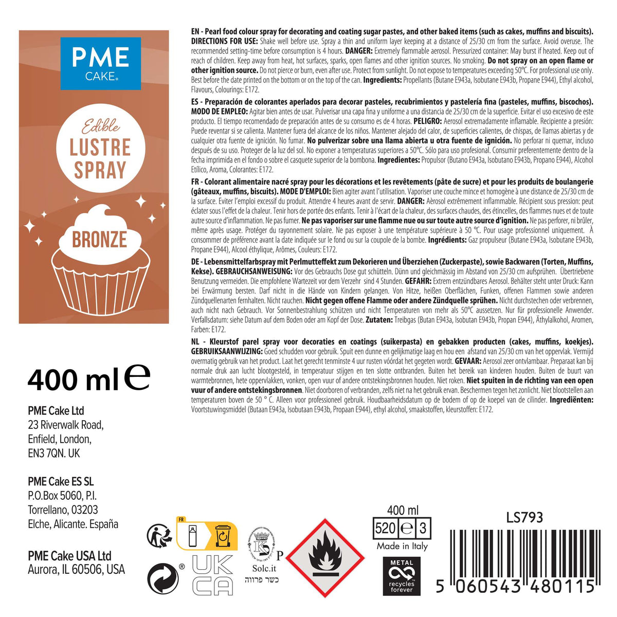 Bombe Lustre Comestible - Bronze (400ml)