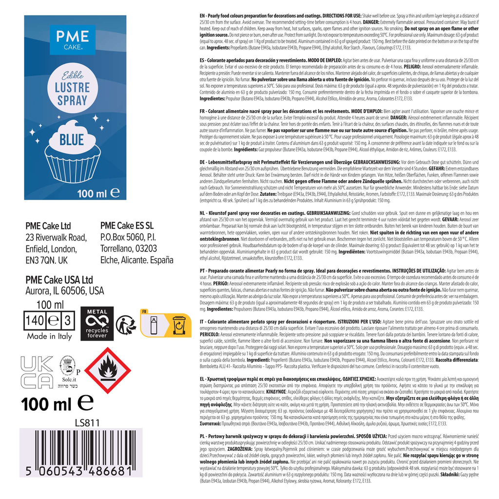 Spray Lustre Comestible - Azul (100ml)