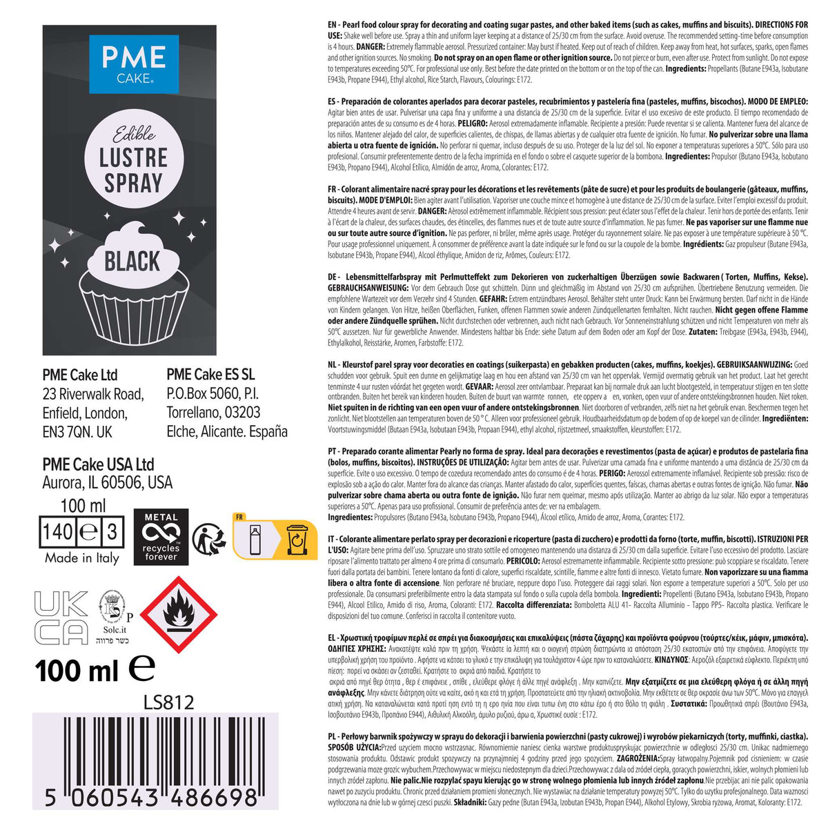 Spray Lustre Comestible - Negro (100ml)
