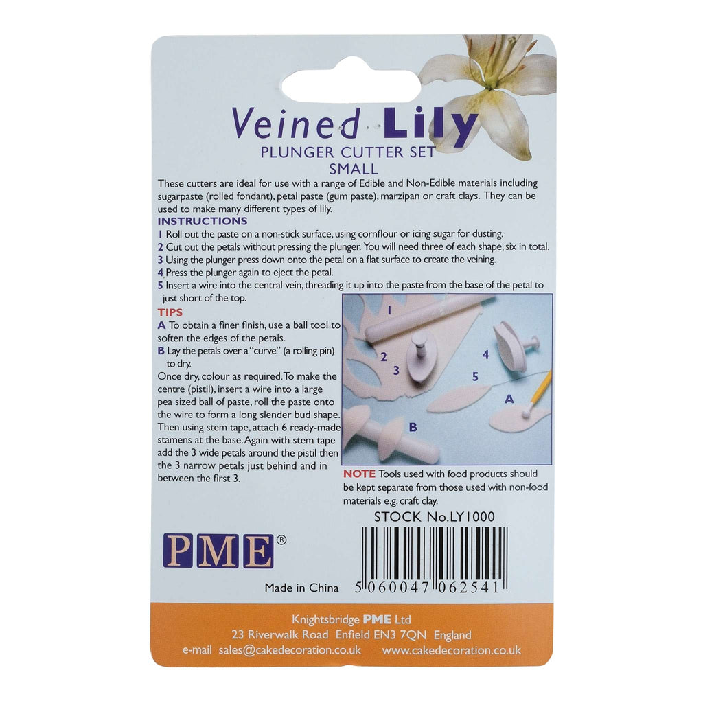Floraler Ausstecher mit Auswerfer - Kleines Adriges Lilien Set von 2 (60mm / 2.4")