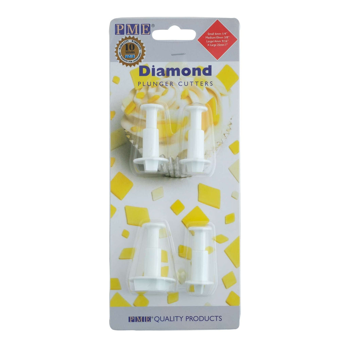 Diamond Fondant Plunger Cutters Set Of 4