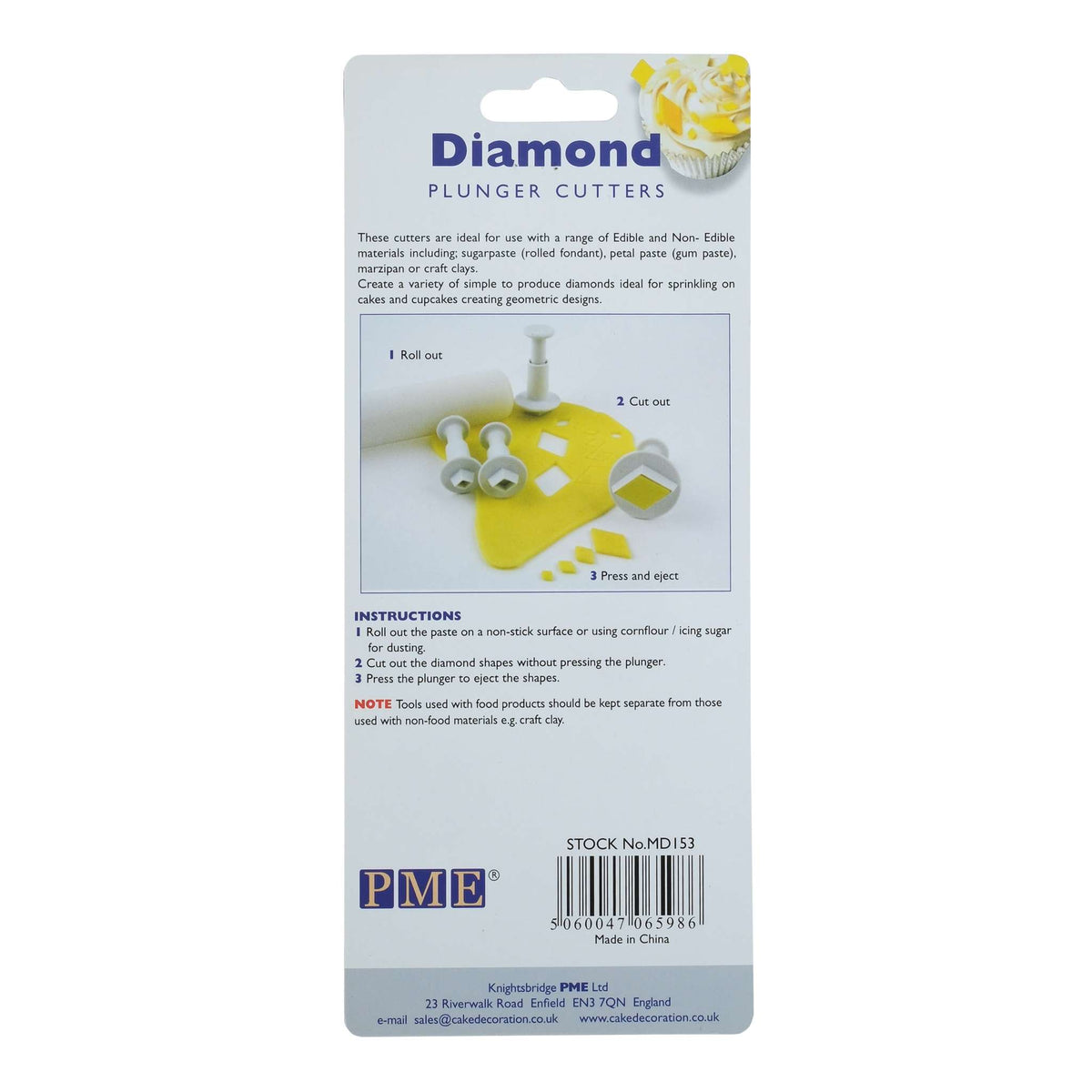 Diamond Fondant Plunger Cutters Set Of 4