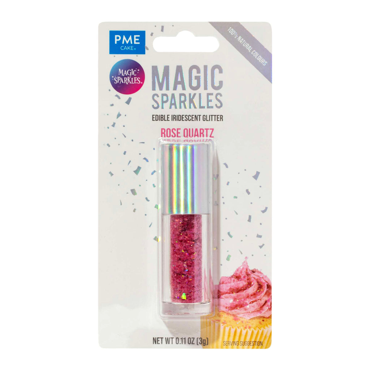 Magic Sparkles, essbare irisierende Glitterflocken - Roséquarz (3g)