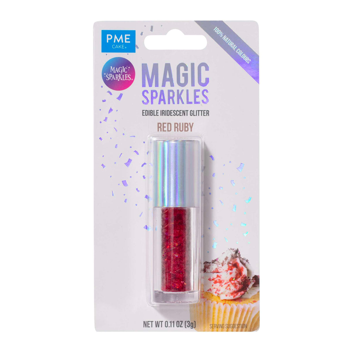 Magic Sparkles, essbare irisierende Glitterflocken - Roter Rubin (3g)