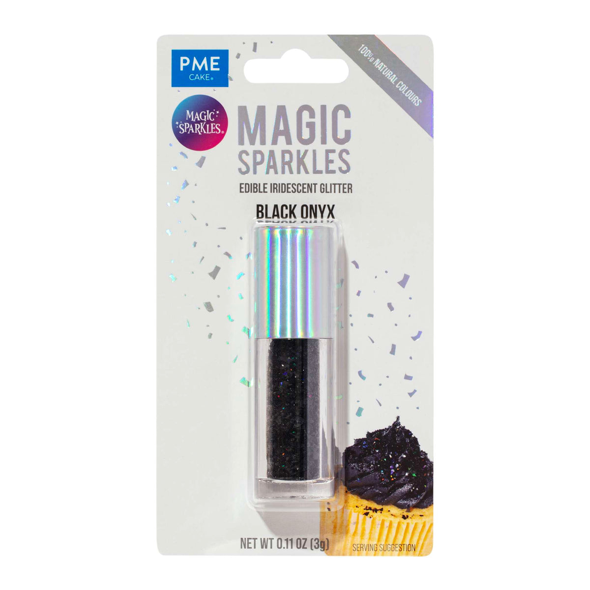 Magic Sparkles, essbare irisierende Glitterflocken - Schwarzer Onyx (3g)