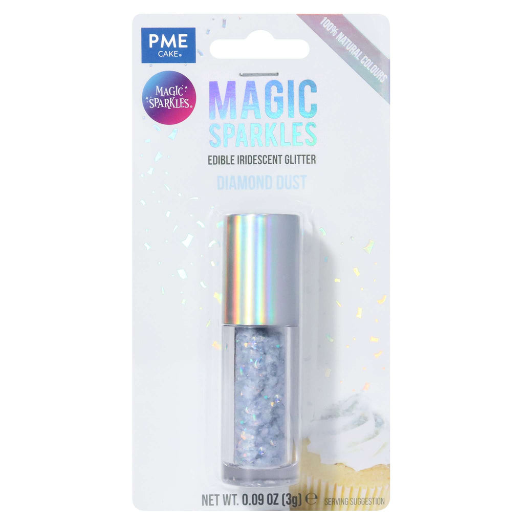 Magic Sparkles, Copos de Glitter Iridiscente Comestible - Polvo de Diamante (3g)