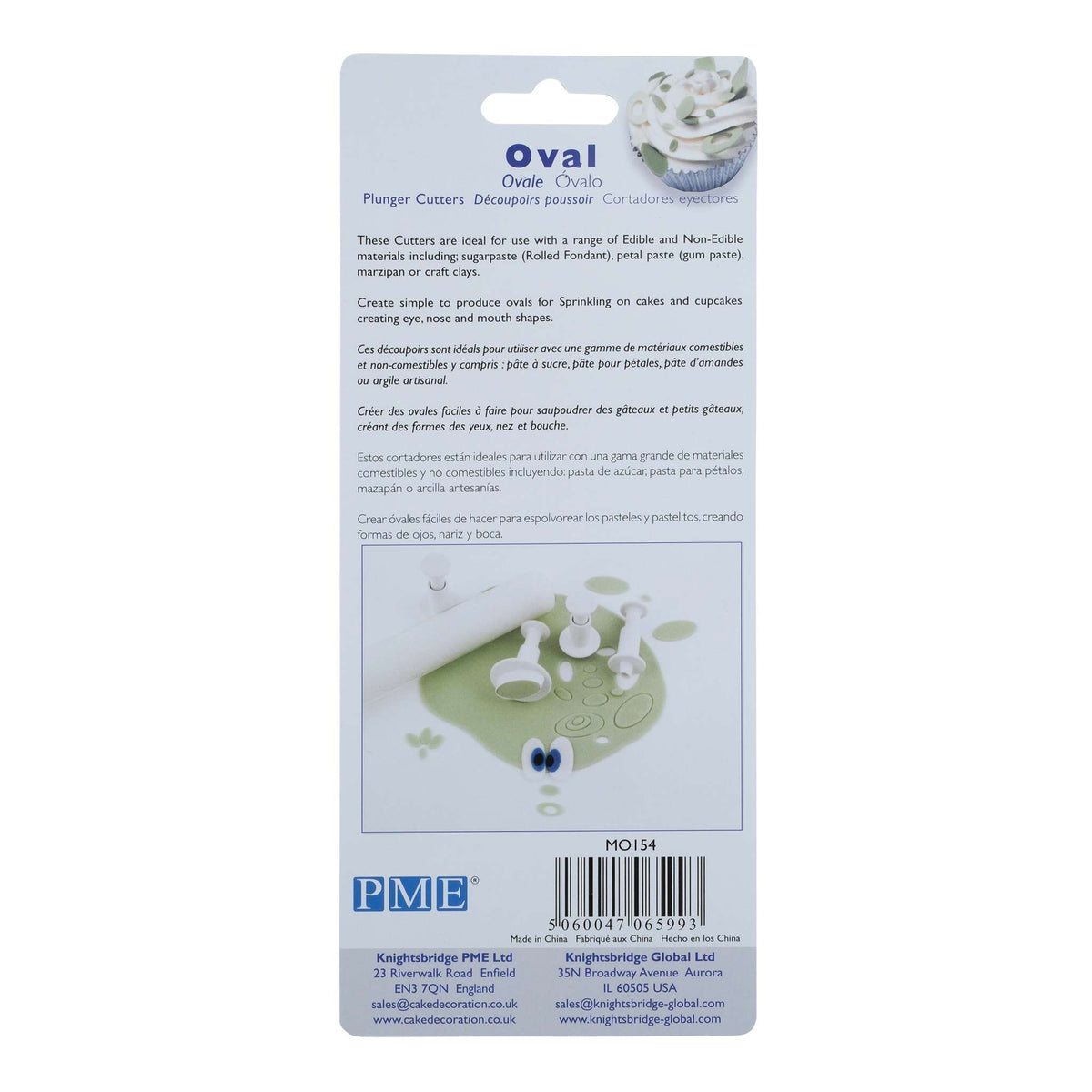 Oval Fondant Plunger Cutters Set Of 4