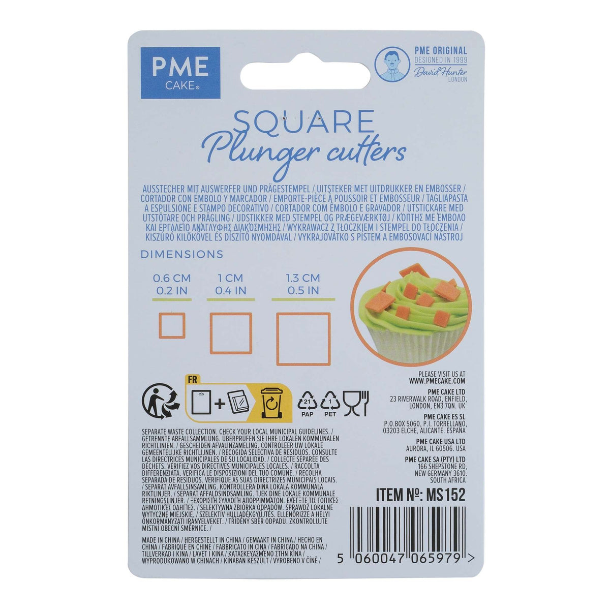 Square Fondant Plunger Cutters Set Of 3
