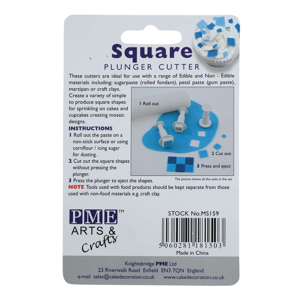 Fondant Cutter - Square Plunger (Medium)