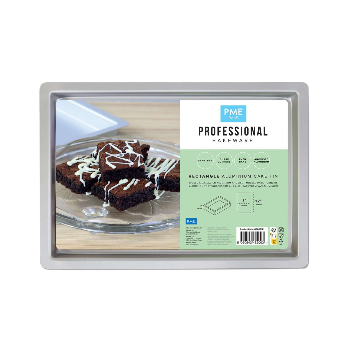 Molde Rectangular de Aluminio Anodizado para Brownies 203 x 304mm