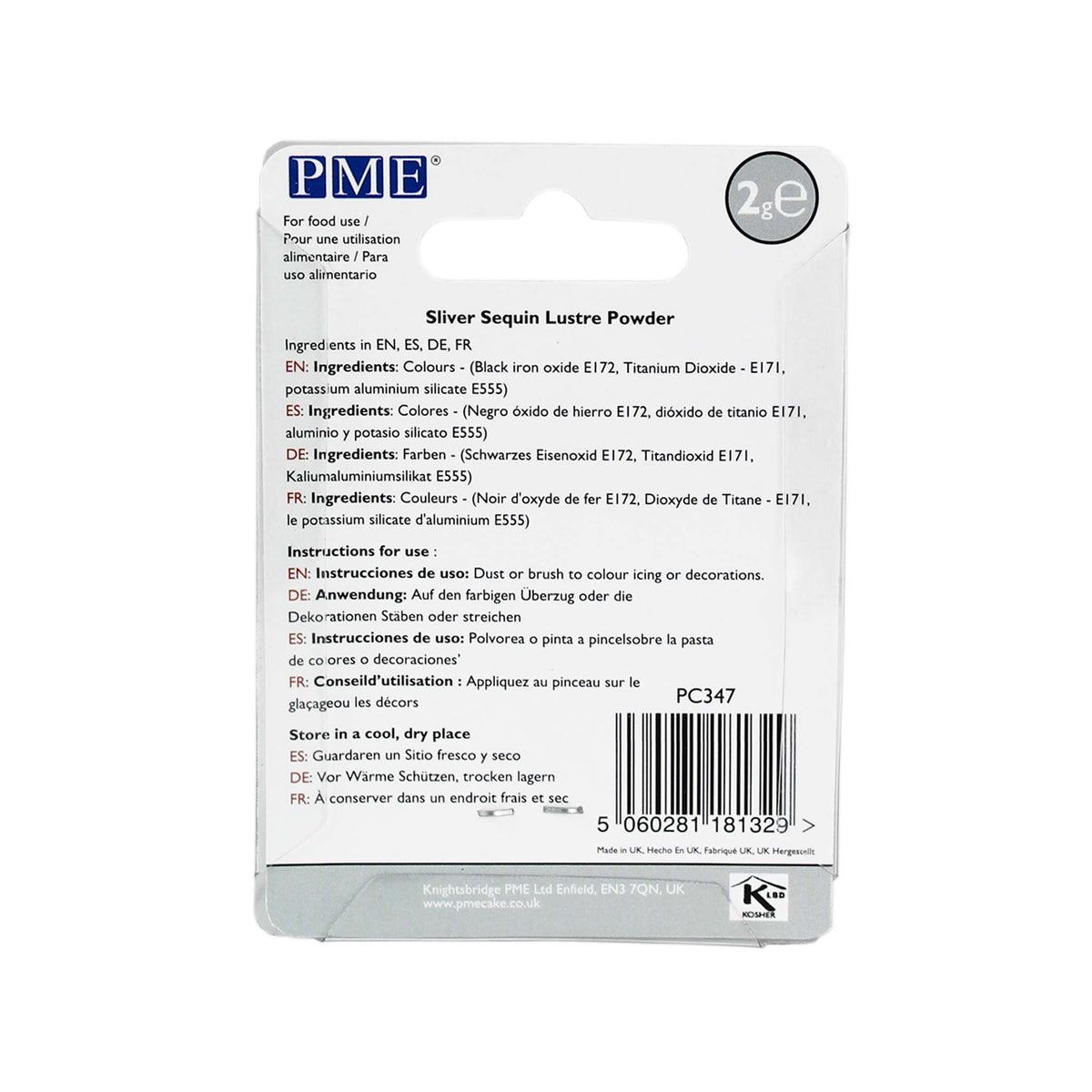 Silver Sequin Lustre Powder Food Colour (2g)