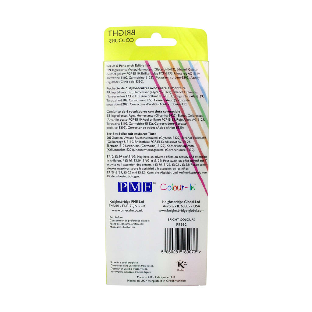 Bright Colours Edible Ink Pens Set Of 6
