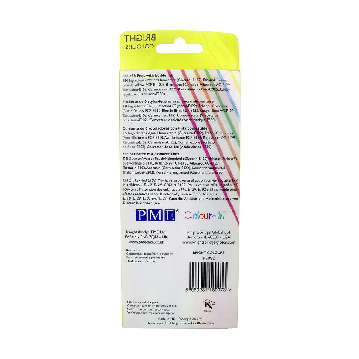 Bright Colours Edible Ink Pens Set Of 6