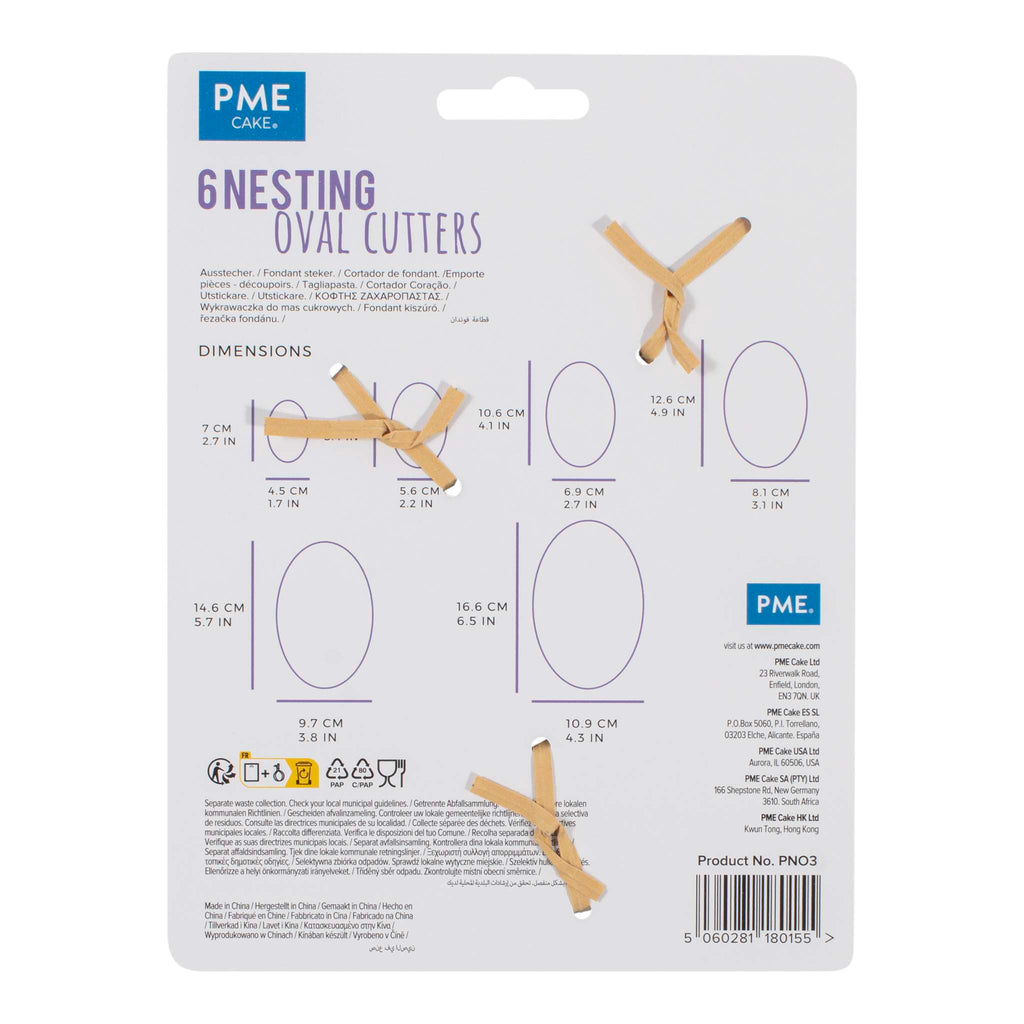 Klassische Formen Ausstecher - Oval, Set aus 6 Stück