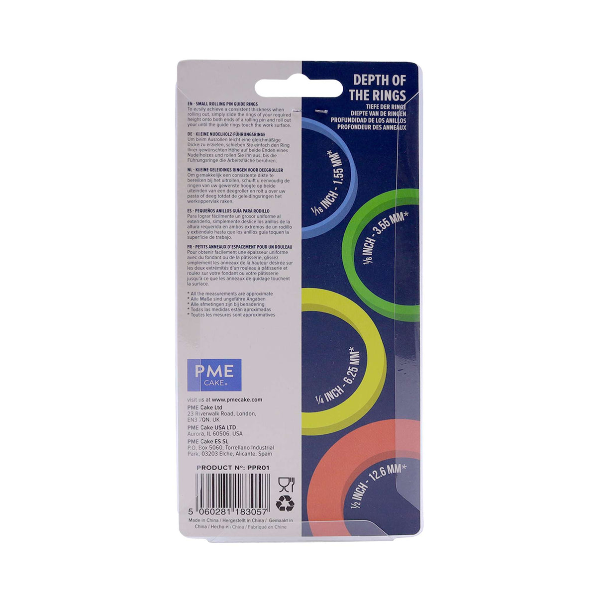 Large Rolling Pin Guide Rings Pk/8 (1.75inch / 44mm)