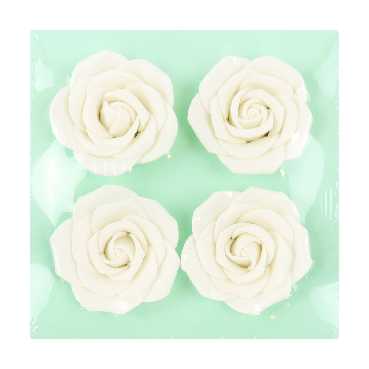 Weiße Zuckerrosen, 62mm (4 Stück)