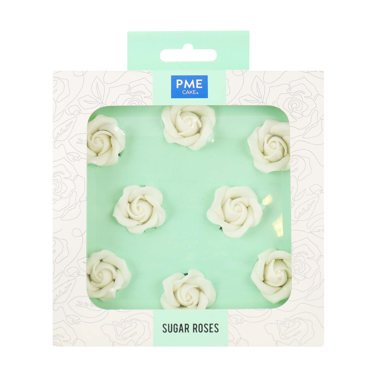 Roses en sucre blanches, 32mm (8 pièces)