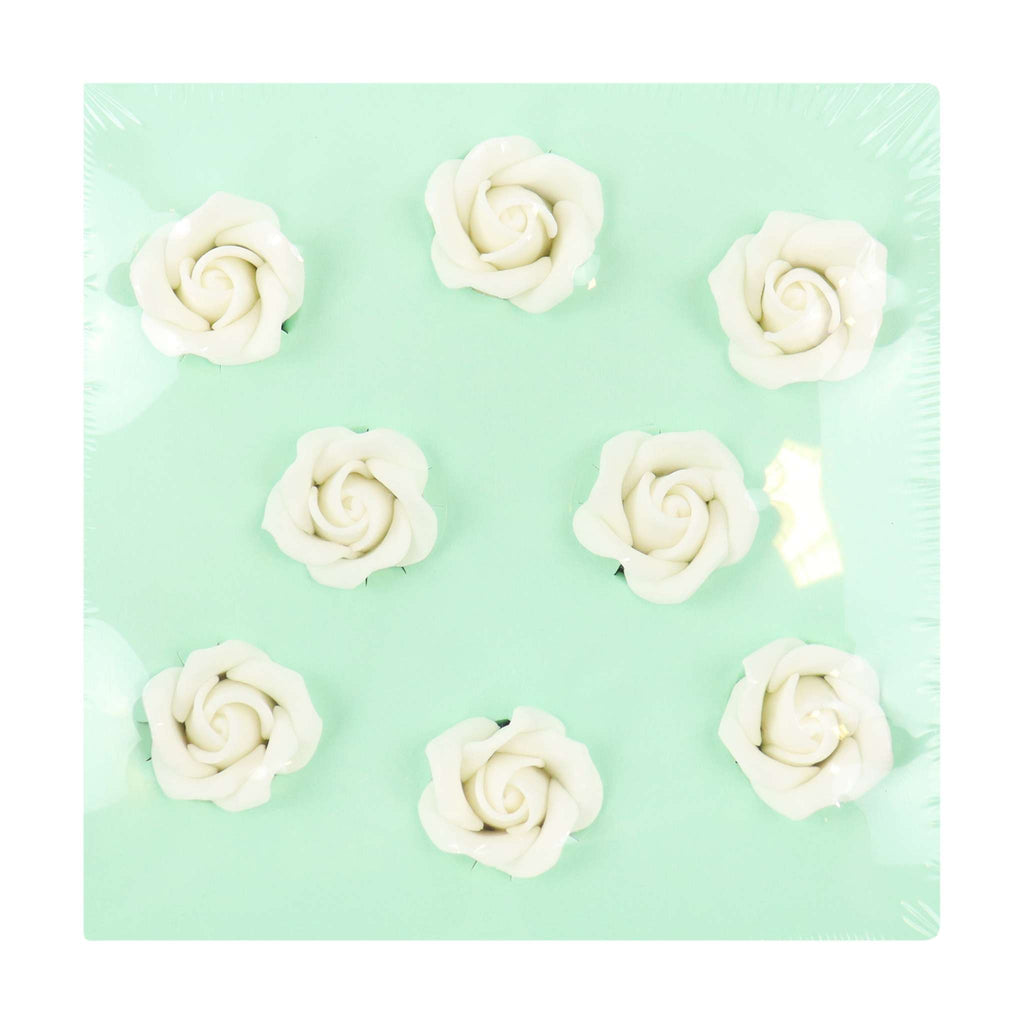 Roses en sucre blanches, 32mm (8 pièces)