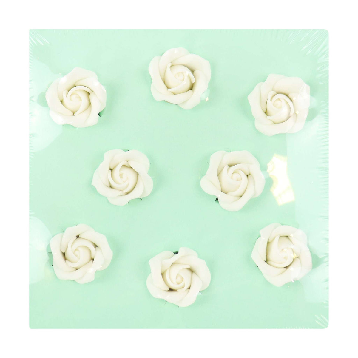Roses en sucre blanches, 32mm (8 pièces)