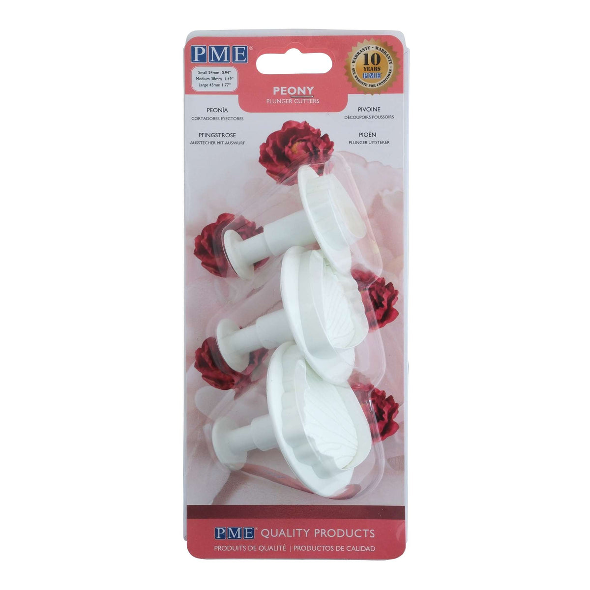 Peony Plunger Fondant Cutters Set Of 3