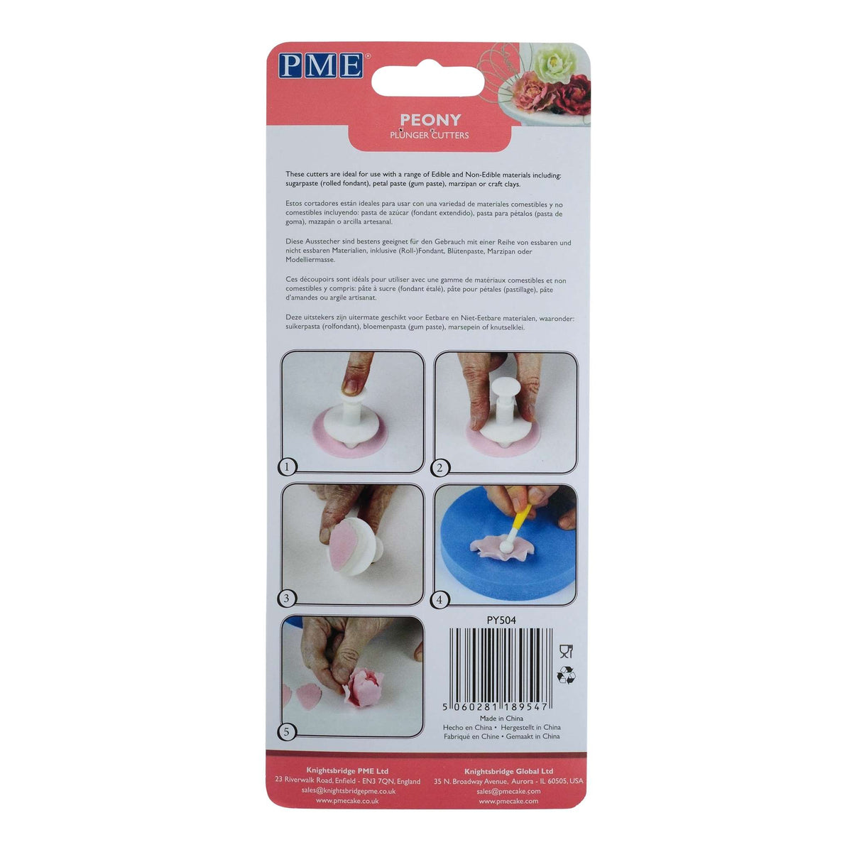 Peony Plunger Fondant Cutters Set Of 3