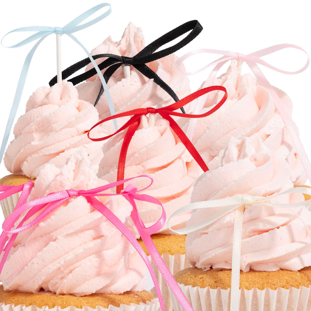 Red Ribbon Bow Toppers Pk/8