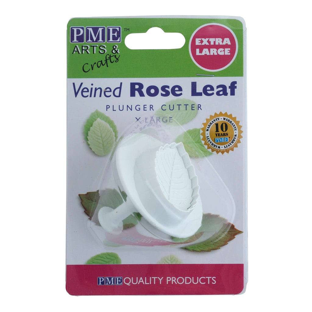 X Large Veined Rose Leaf Plunger Fondant Cutter