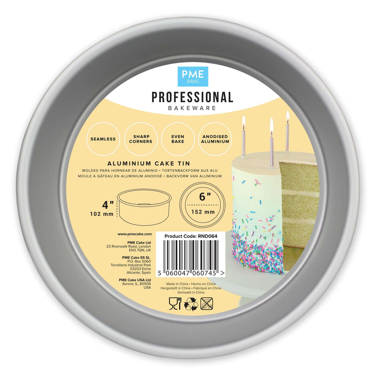 Round Aluminium Cake Tin (6 x 4" / 152 x 102mm)