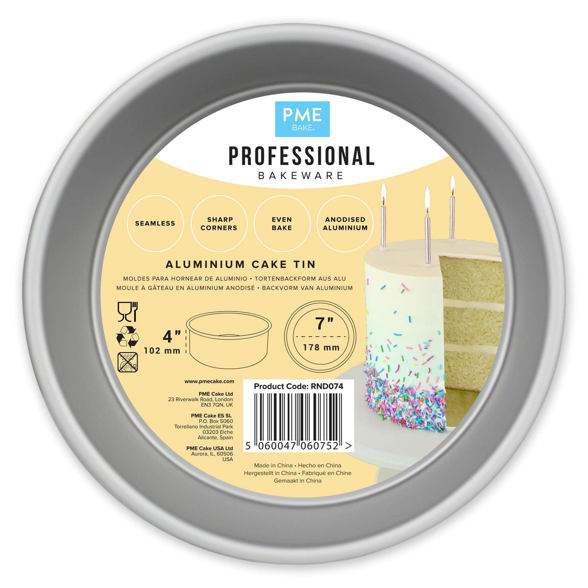 Round Aluminium Cake Tin (7 x 4" / 178 x 102mm)