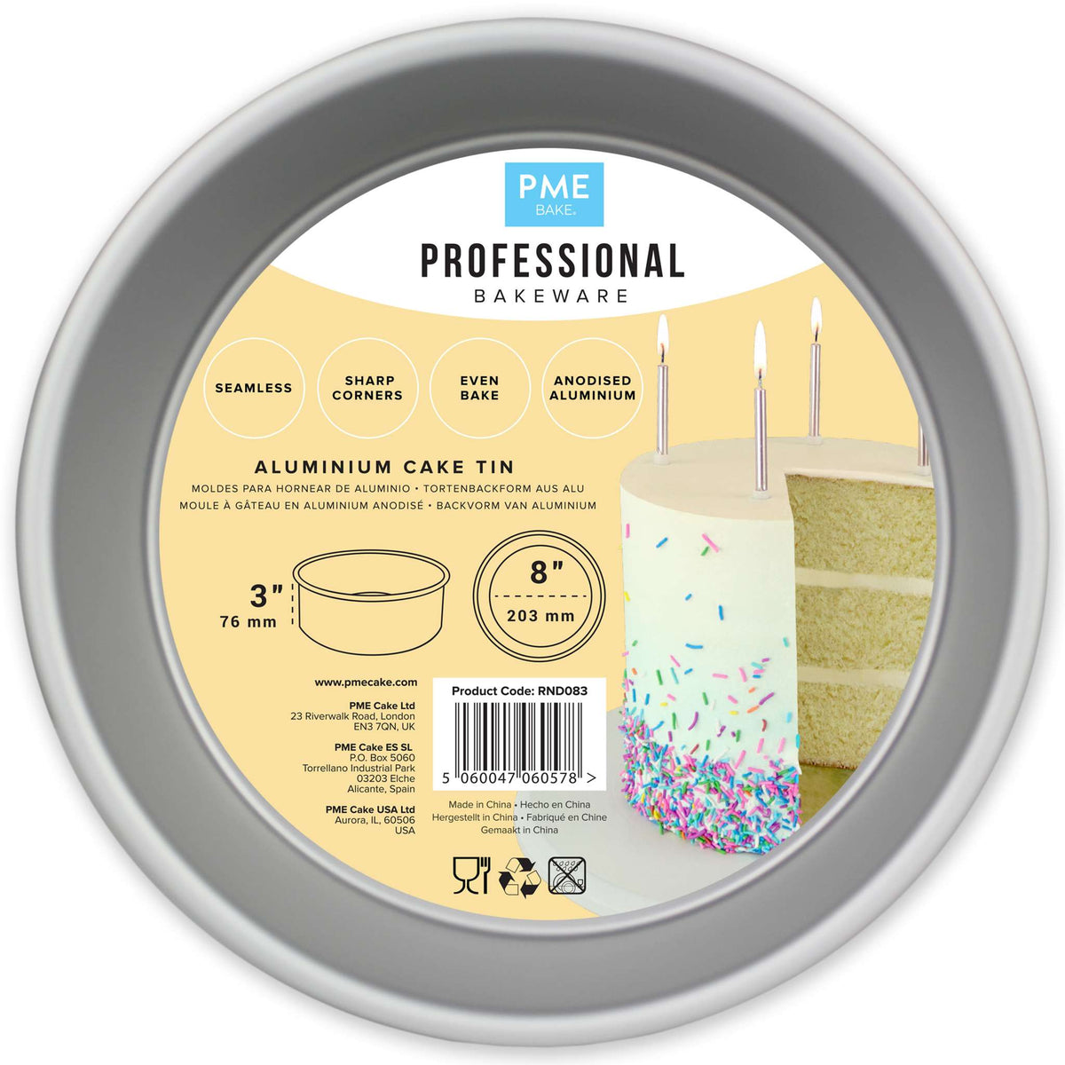 Round Aluminium Cake Tin (8 x 3" / 203 x 76mm)