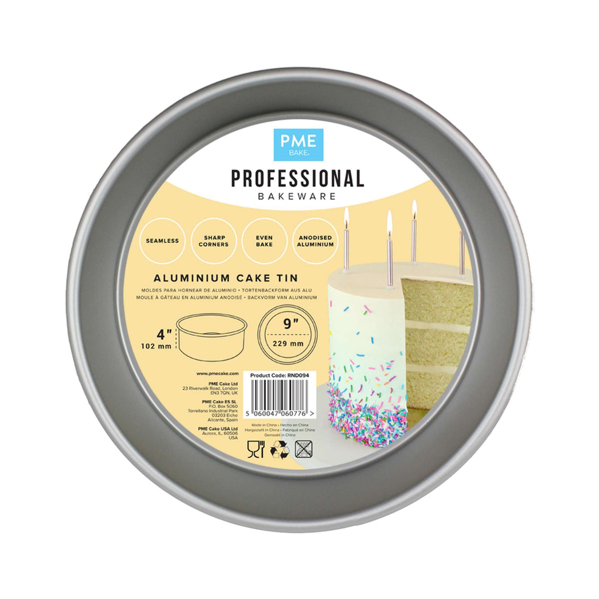 Round Aluminium Cake Tin (9 x 4" / 229 x 102mm)