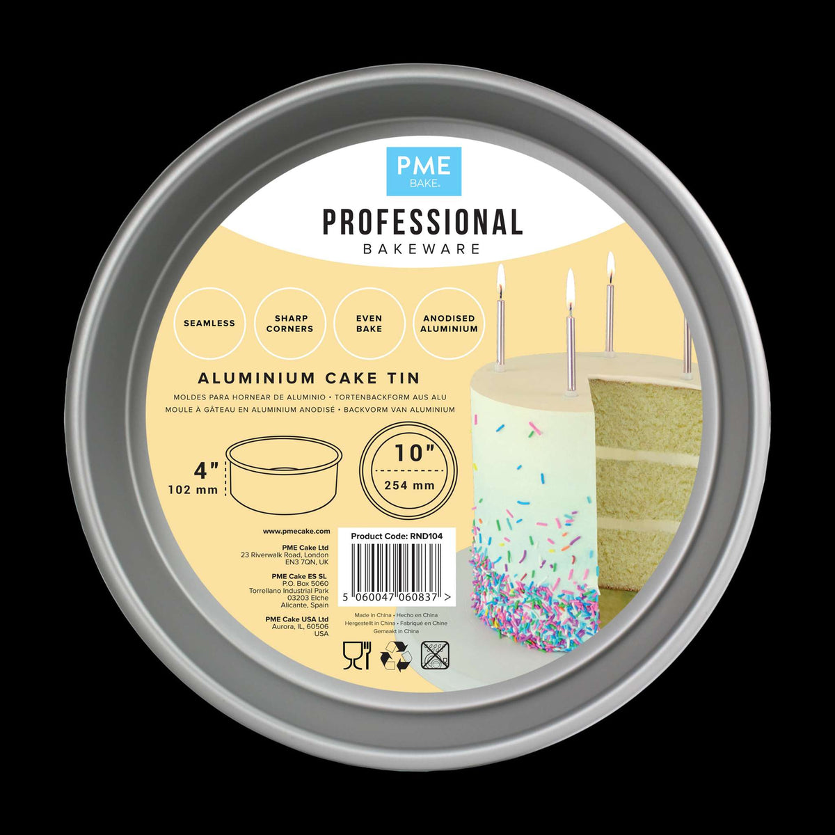 Round Aluminium Cake Tin (10 x 4" / 254 x 102mm)
