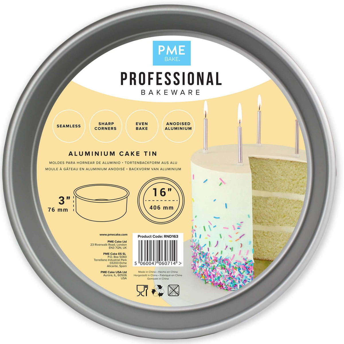 Round Aluminium Cake Tin (16 x 3" / 406 x 76mm)