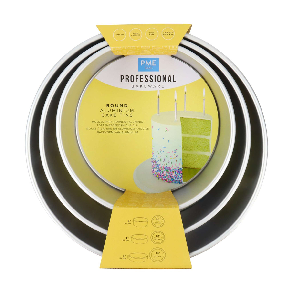 Round Aluminium Cake Tins Set Of 3 (10, 12, 14" x 4")