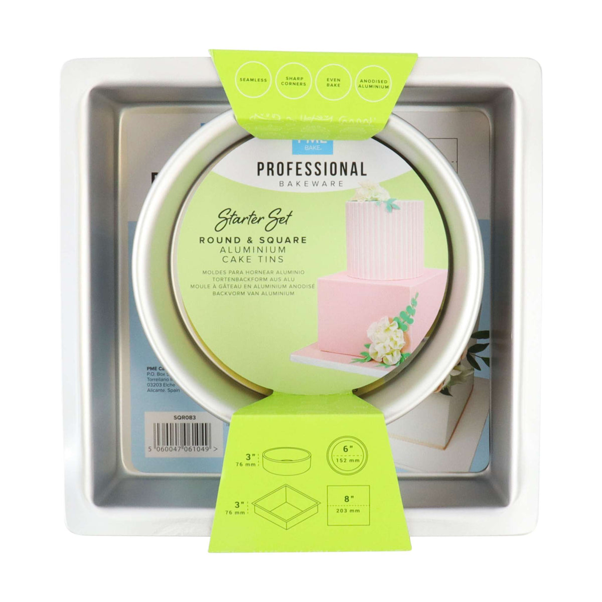 Starter Cake Pans - Redondos de 6 x 3 pulgadas, Cuadrados de 8 x 3 pulgadas, Set de 2