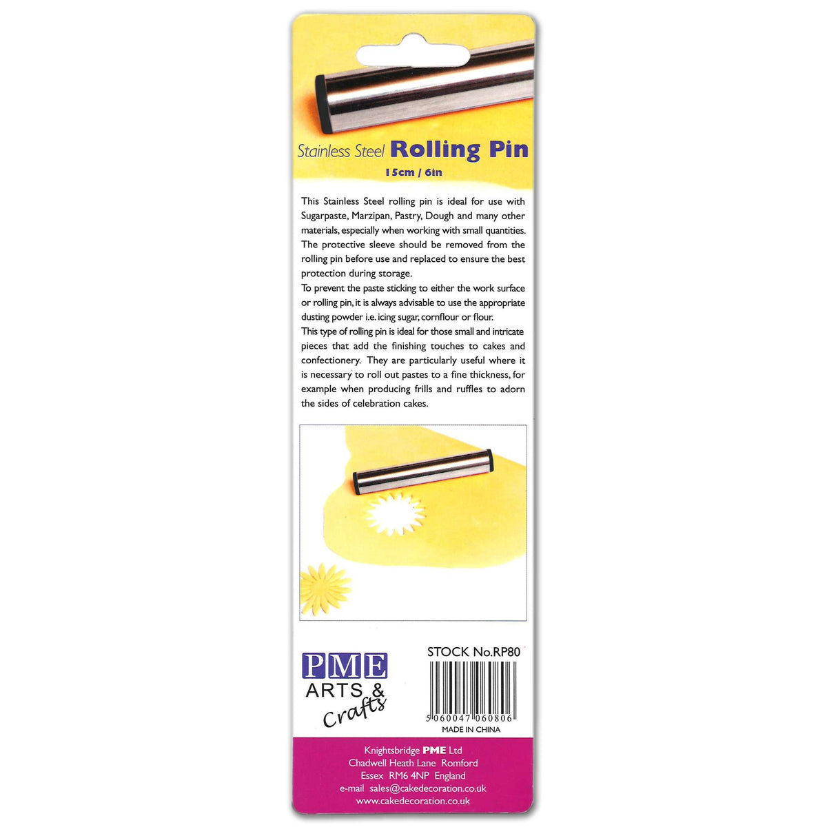 Stainless Steel Rolling Pin (15cm / 6in)