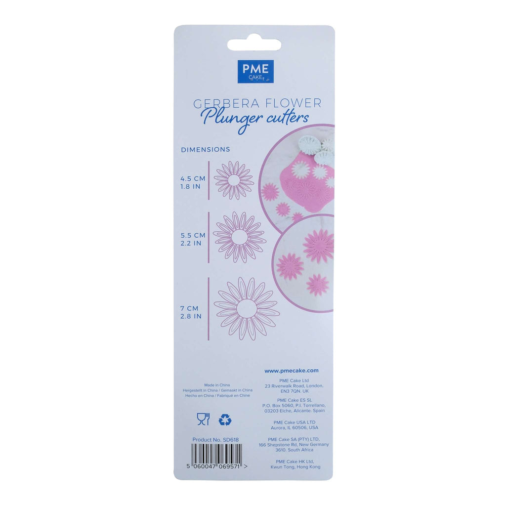 Emporte-pièces floraux à poussoir - Ensemble de 3 Marguerites Tournesol Gerbera à nervures S/M/L