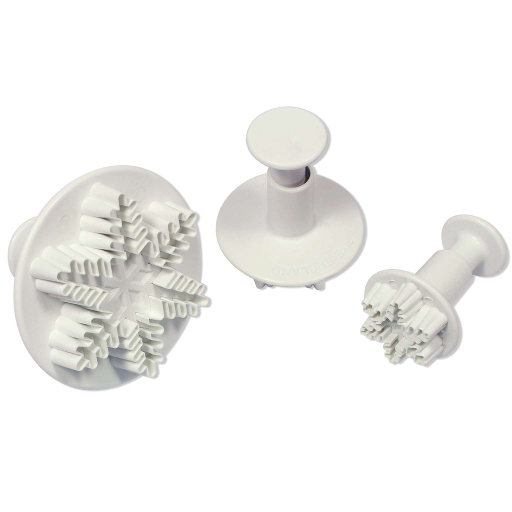 Neuheits-Plunger-Ausstecher - S/M/L Schneeflocken, Set aus 3 Stück