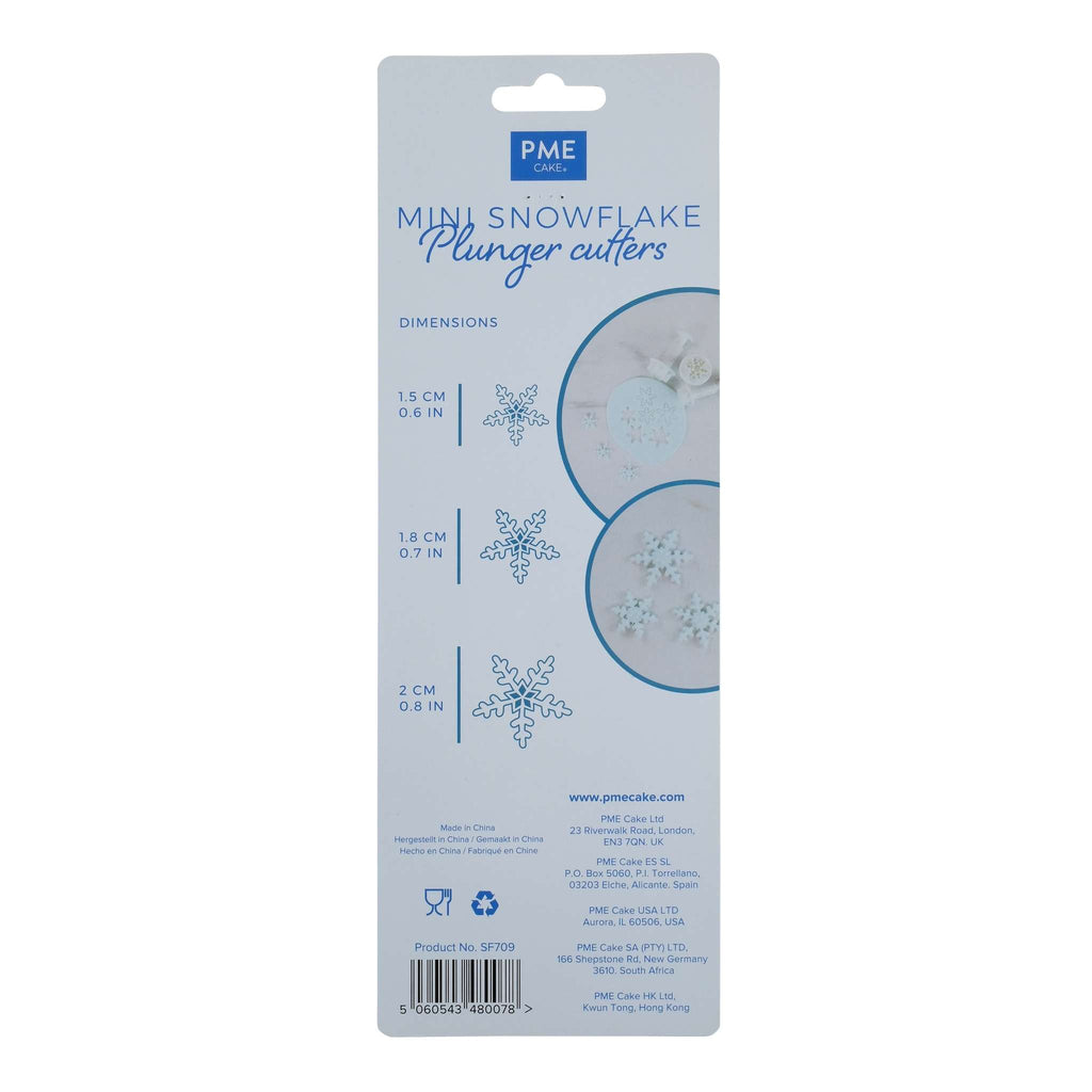Neuheits-Plunger-Ausstecher - S/M/L Mini-Schneeflocken, Set aus 3 Stück