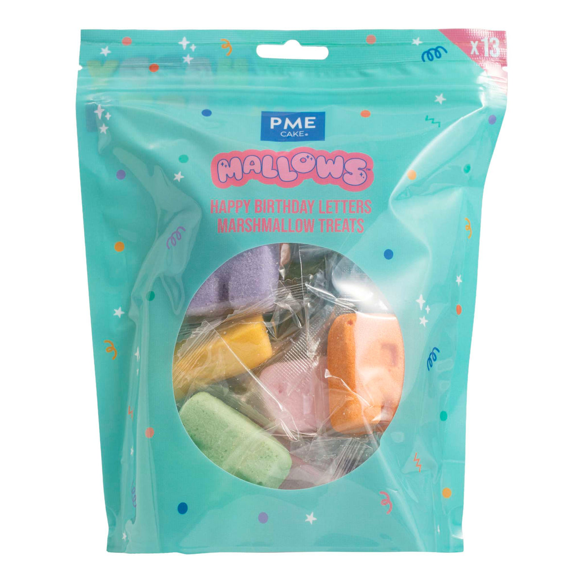 Mallows - Marshmallow Treats - Lettres Joyeux Anniversaire, Pack de 13