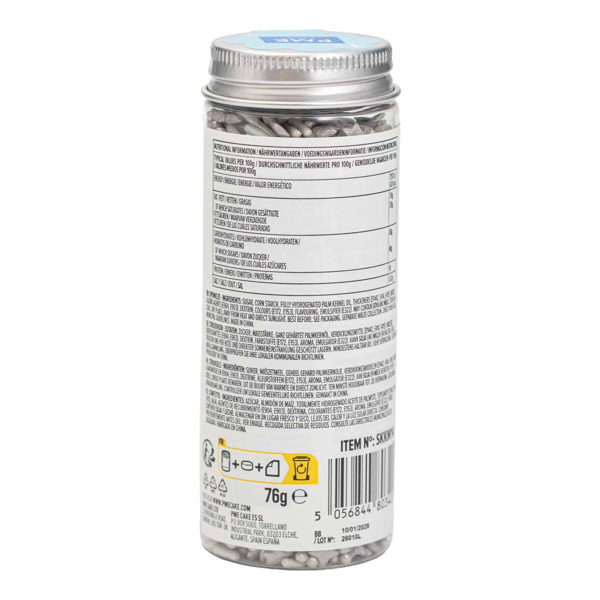 Mélange de sprinkles pour gâteau - Argent (76g / 2,68oz)