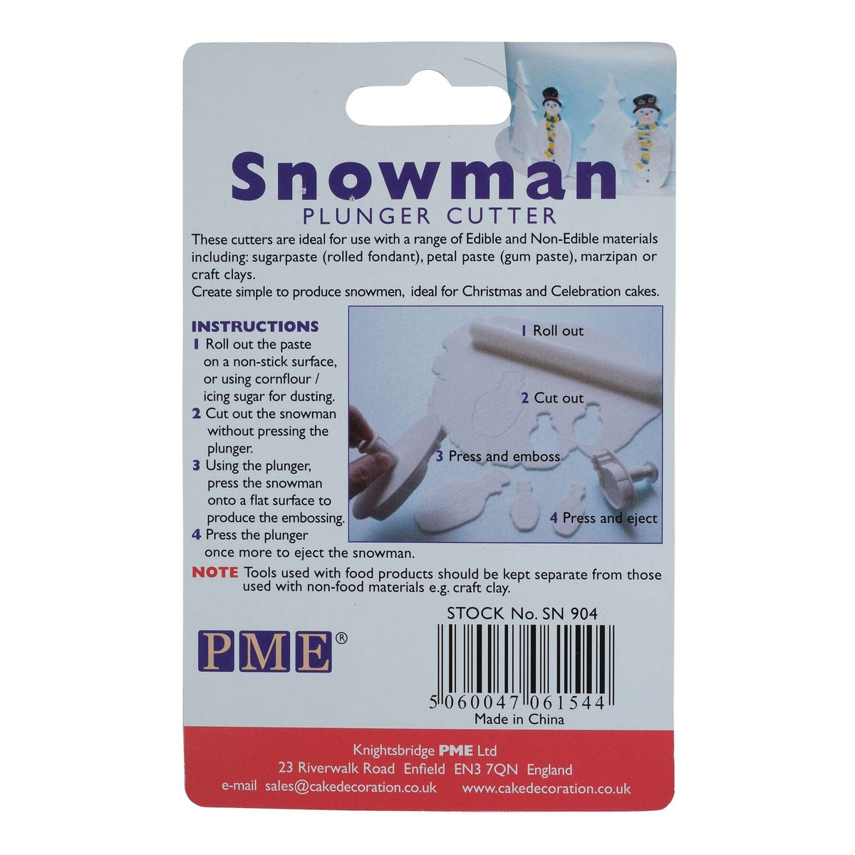 Neuheit Ausstecher mit Auswerfer - Kleiner Schneemann (55mm / 2.2")