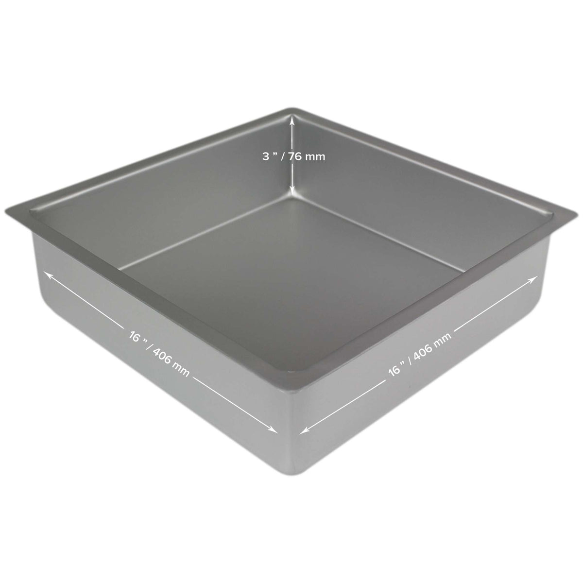 Molde para Pasteles Cuadrado de Aluminio Anodizado PME Profundidad de 16 x 16 x 3-pulgadas