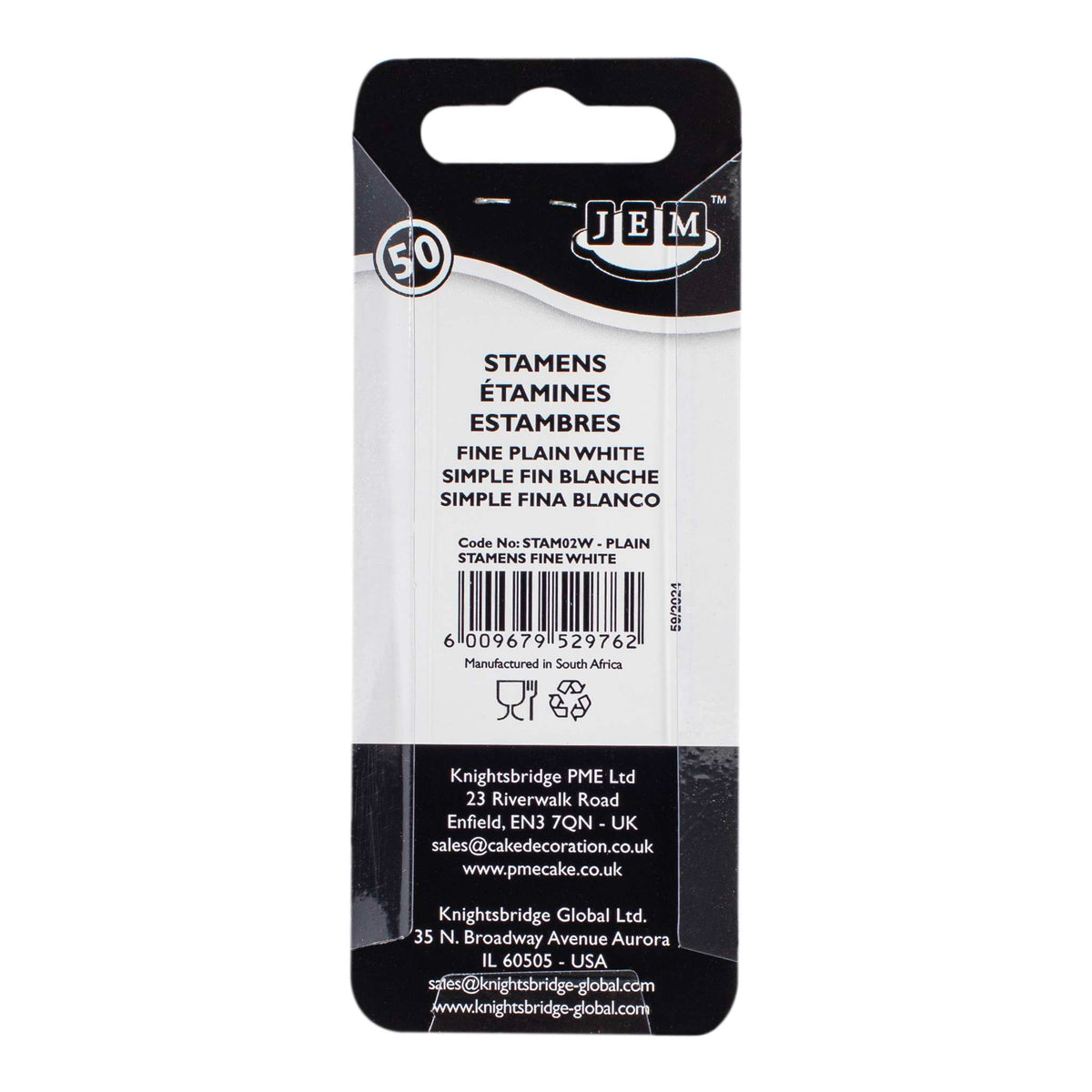 Fine Plain White Stamens Pk/50
