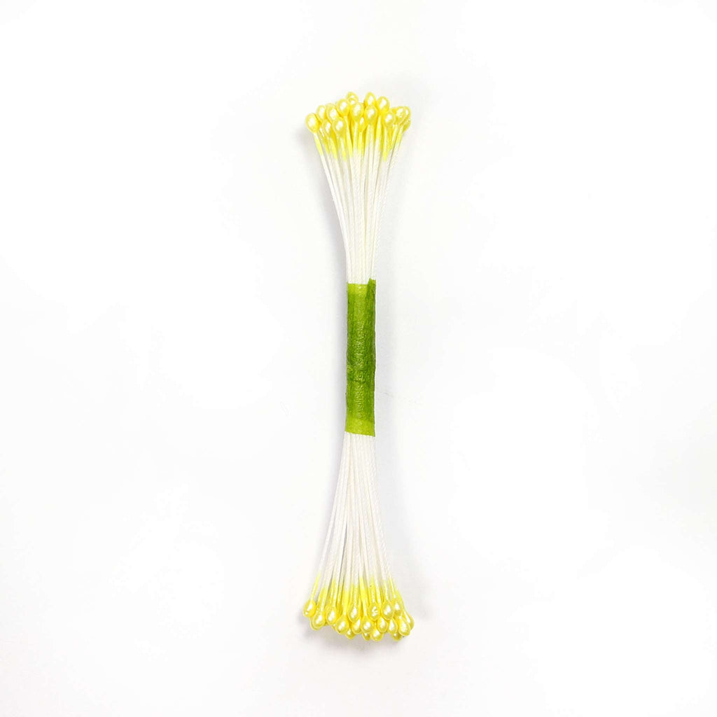 Estambres para Flores de Azúcar PME Tamaño Mediano Amarillo Limón Perla (Paquete de 50)