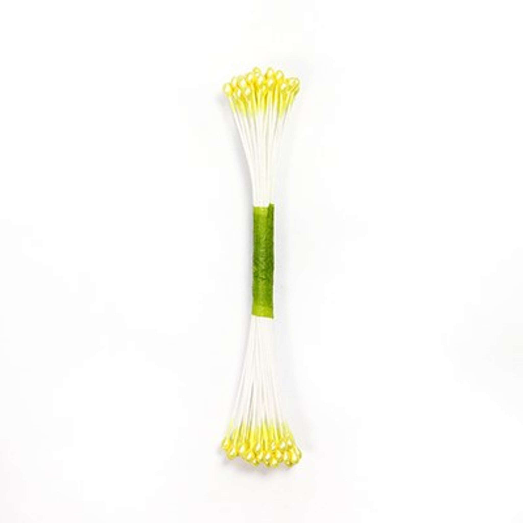 Estambres para Flores de Azúcar PME Tamaño Mediano Amarillo Limón Perla (Paquete de 50)