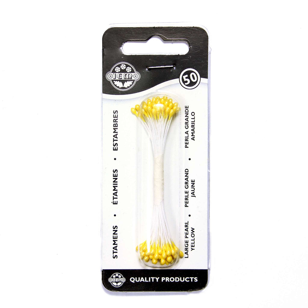 Estambres para Flores de Azúcar PME Tamaño Grande Amarillo Perla (Paquete de 50)