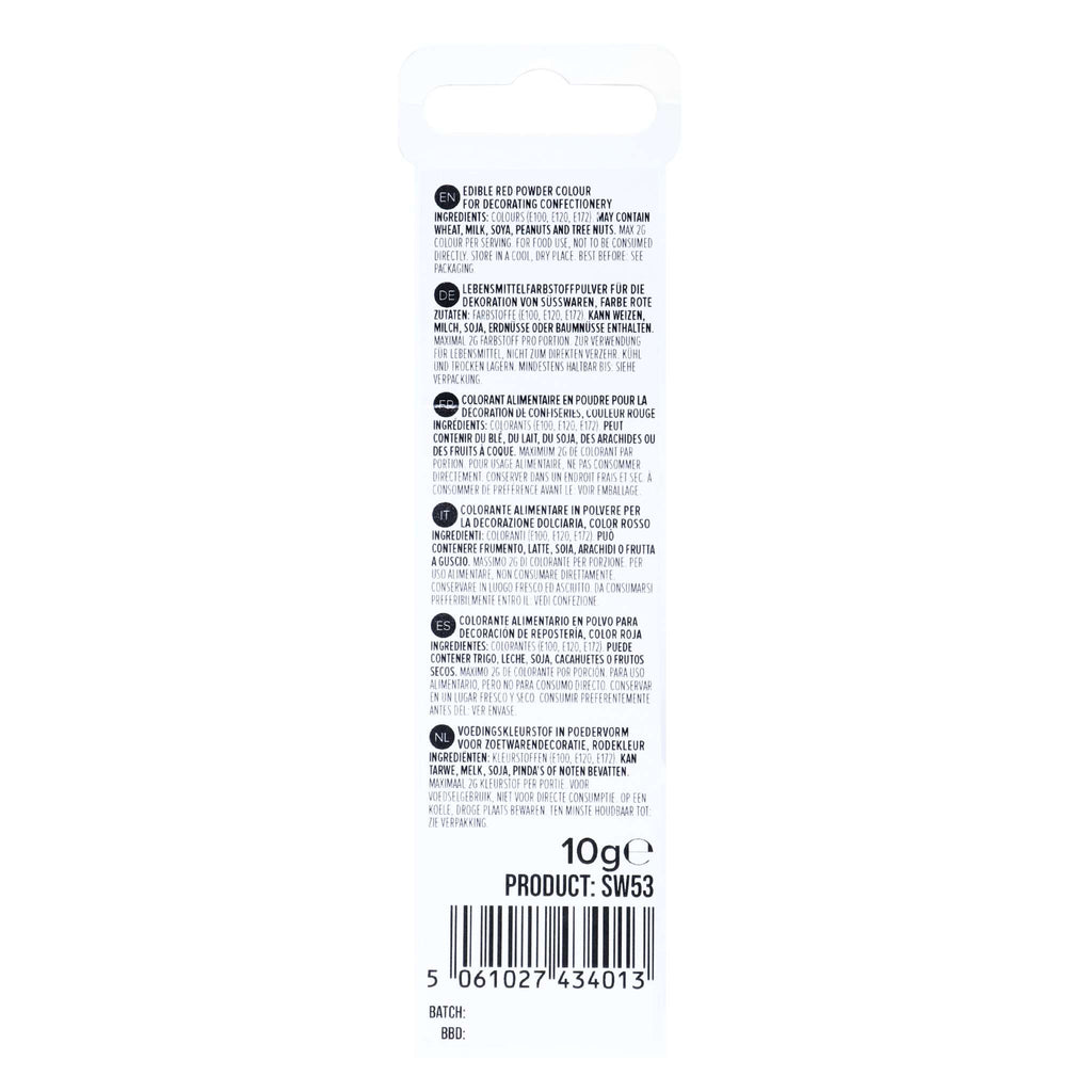 Poudre de Lustre comestible Neige - Rouge (10g)
